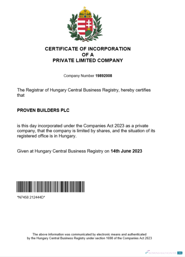 Download Hungary certificate of registration Word and PDF template Photoshop template